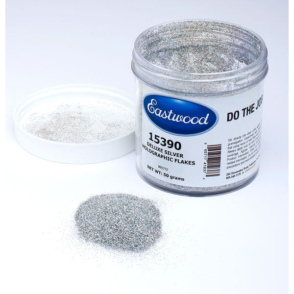 Eastwood DeLuxe Silver Holographic Flakes 50g - B2B Diesel & Gas Service