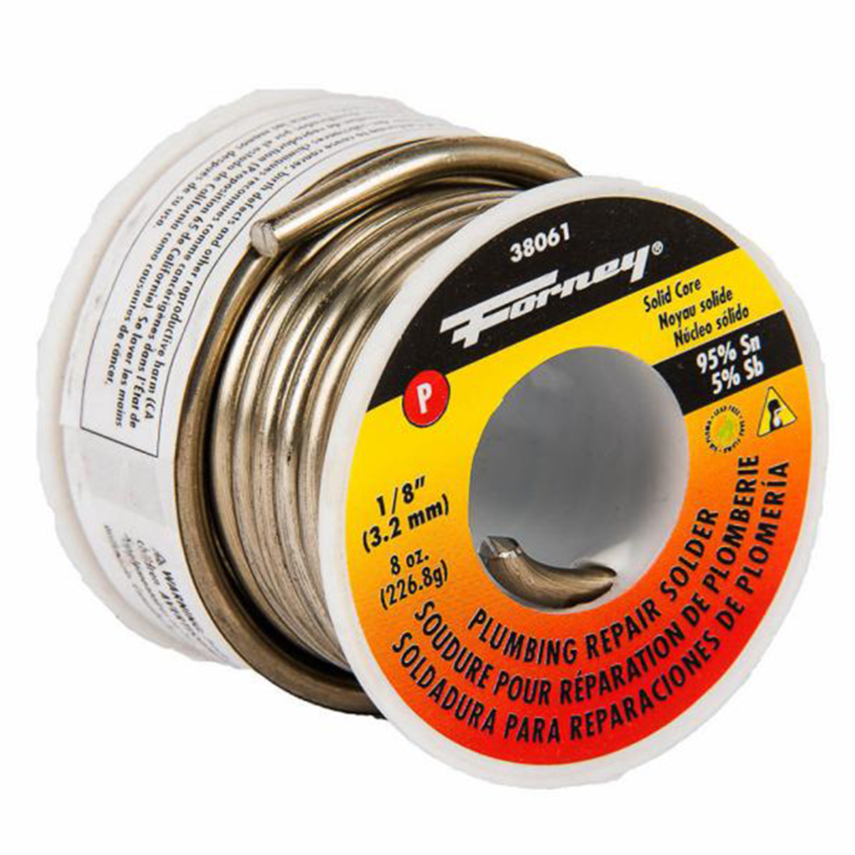 Forney Industries Solder, Lead Free (LF), Plumbing Repair, Solid Core, 1/8 in, 8 Ounce - 38061 - B2B Diesel & Gas Service