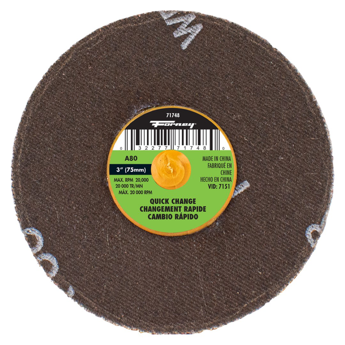 Forney Industries Quick Change Sanding Disc, 3 in, 80 Grit - 71748 - B2B Diesel & Gas Service