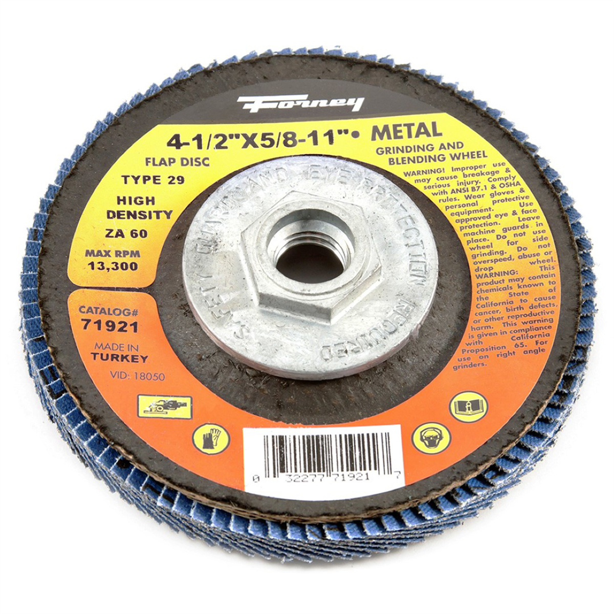Forney Industries Flap Disc, High Density, Type 29, 4-1/2 in x 5/8 in-11, ZA60 - 71921 - B2B Diesel & Gas Service