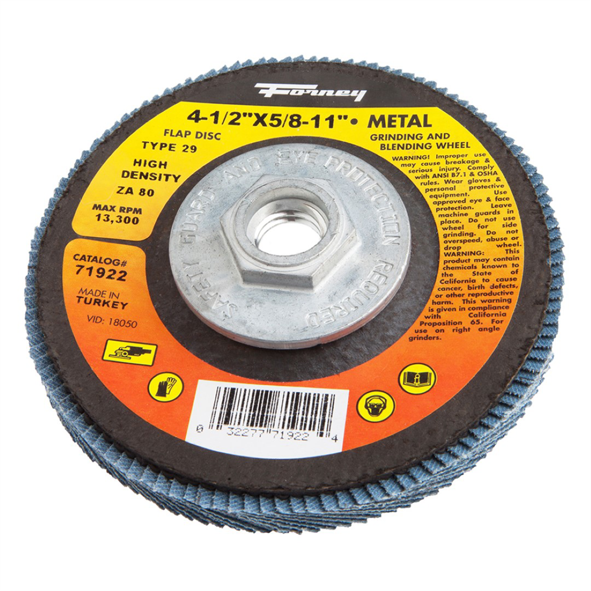 Forney Industries Flap Disc, High Density, Type 29, 4-1/2 in x 5/8 in-11, ZA80 - 71922 - B2B Diesel & Gas Service