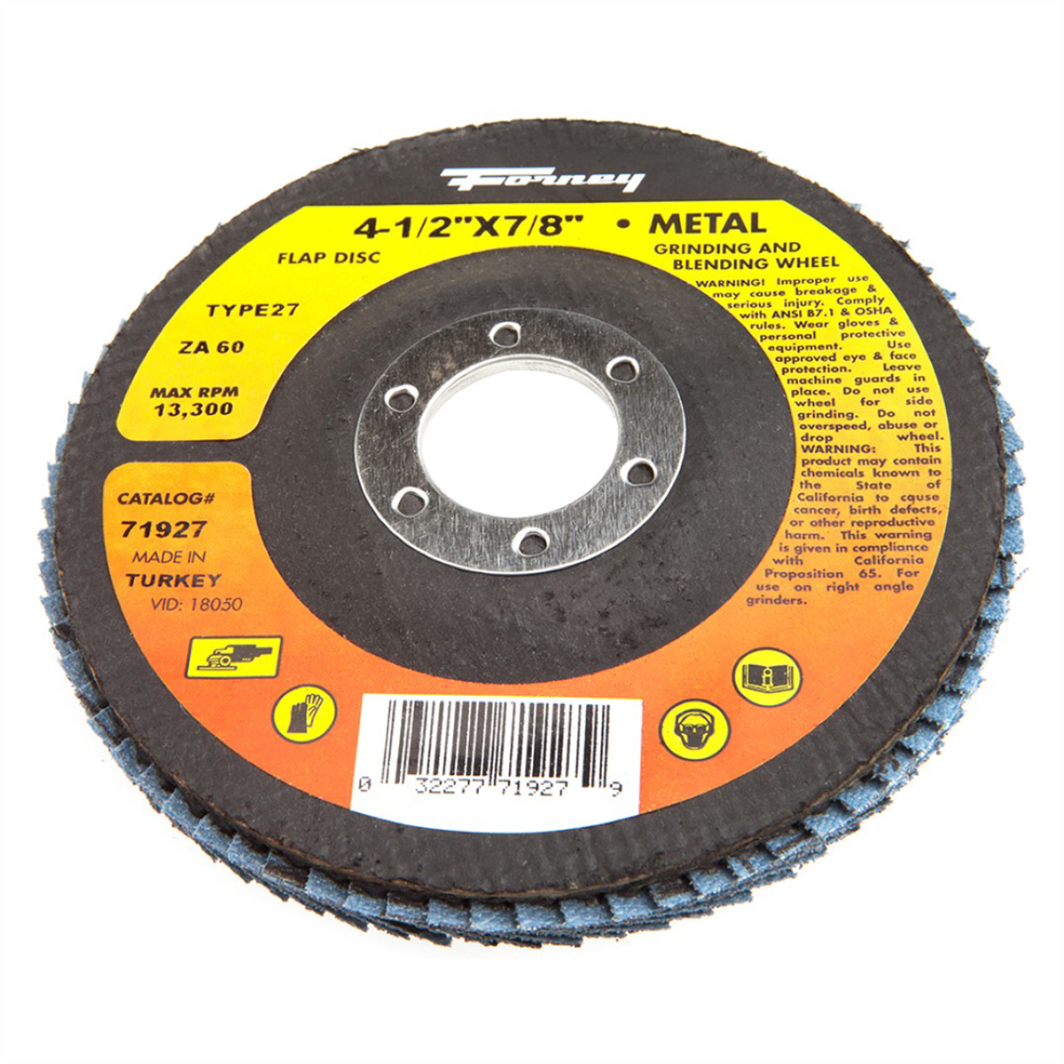 Forney Industries Flap Disc, Type 27, 4-1/2 in x 7/8 in, ZA60 - 71927 - B2B Diesel & Gas Service