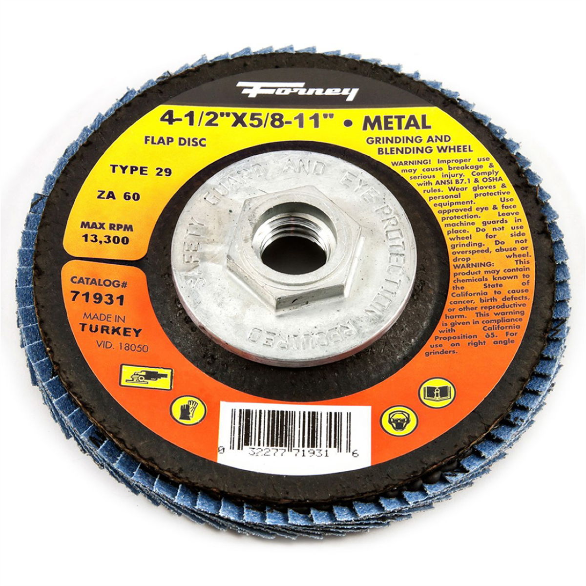 Forney Industries Flap Disc, Type 29, 4-1/2 in x 5/8 in-11, ZA60 - 71931 - B2B Diesel & Gas Service