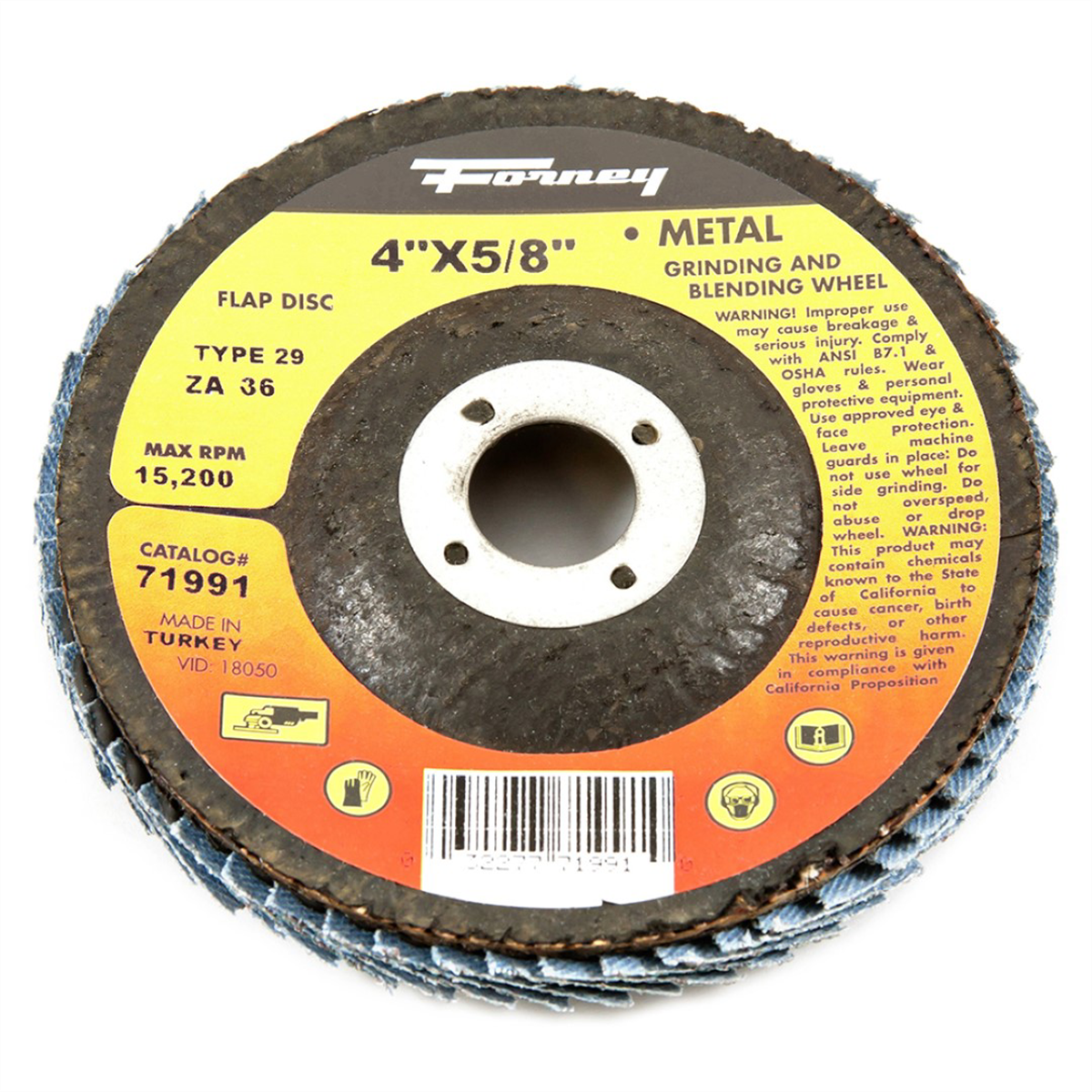 Forney Industries Flap Disc, Type 29, 4 in x 5/8 in, ZA36 - 71991 - B2B Diesel & Gas Service