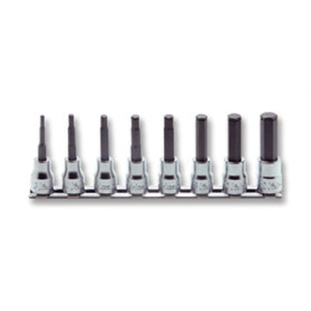 Ko-ken USA 3/8 Sq. Dr. Bit Grip Ring Hex Bit Socket Set, 3mm-12mm Hex - 8 pieces