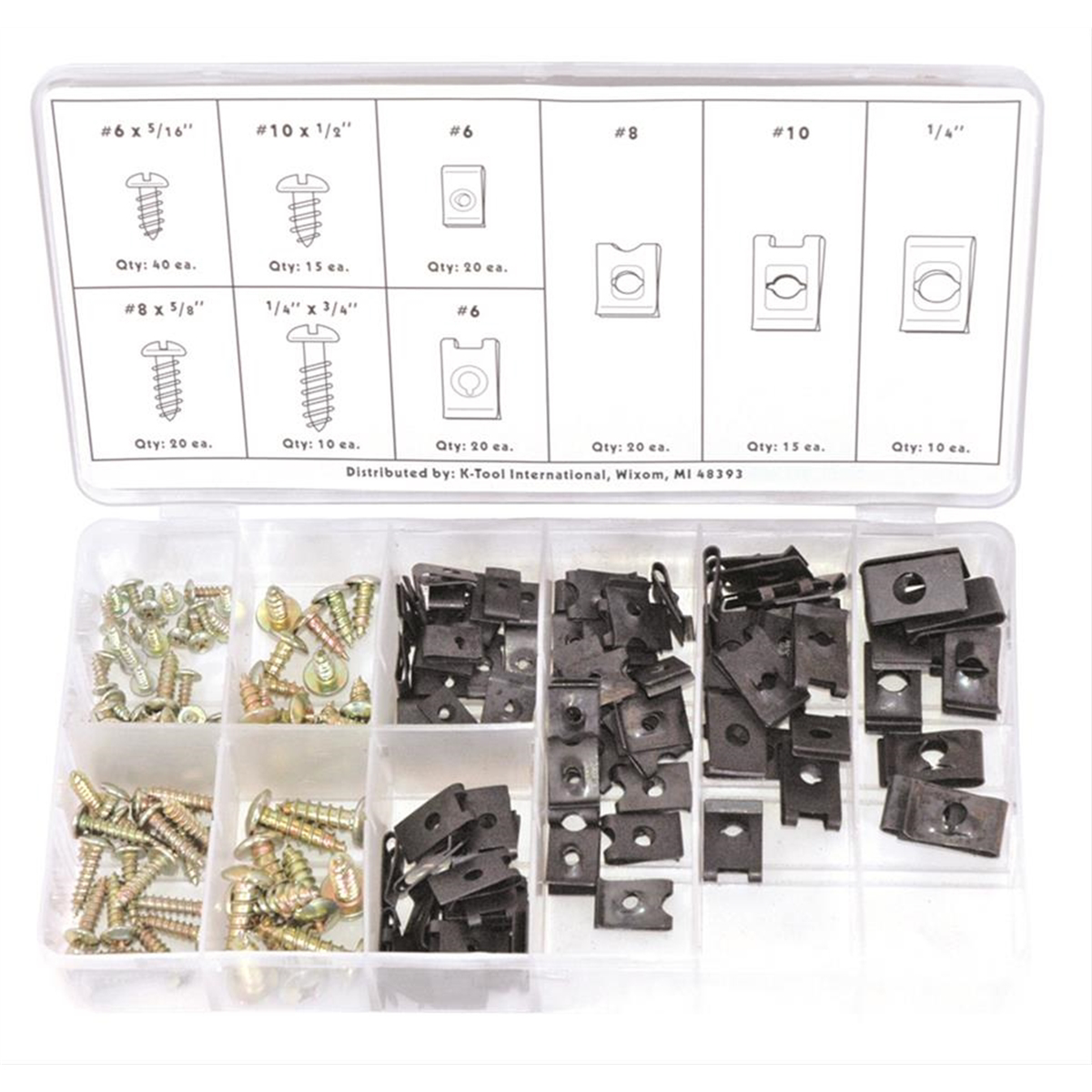 K Tool International 170-Piece U-Clip and Screw Assortment Kit P/N 00084 - B2B Diesel & Gas Service