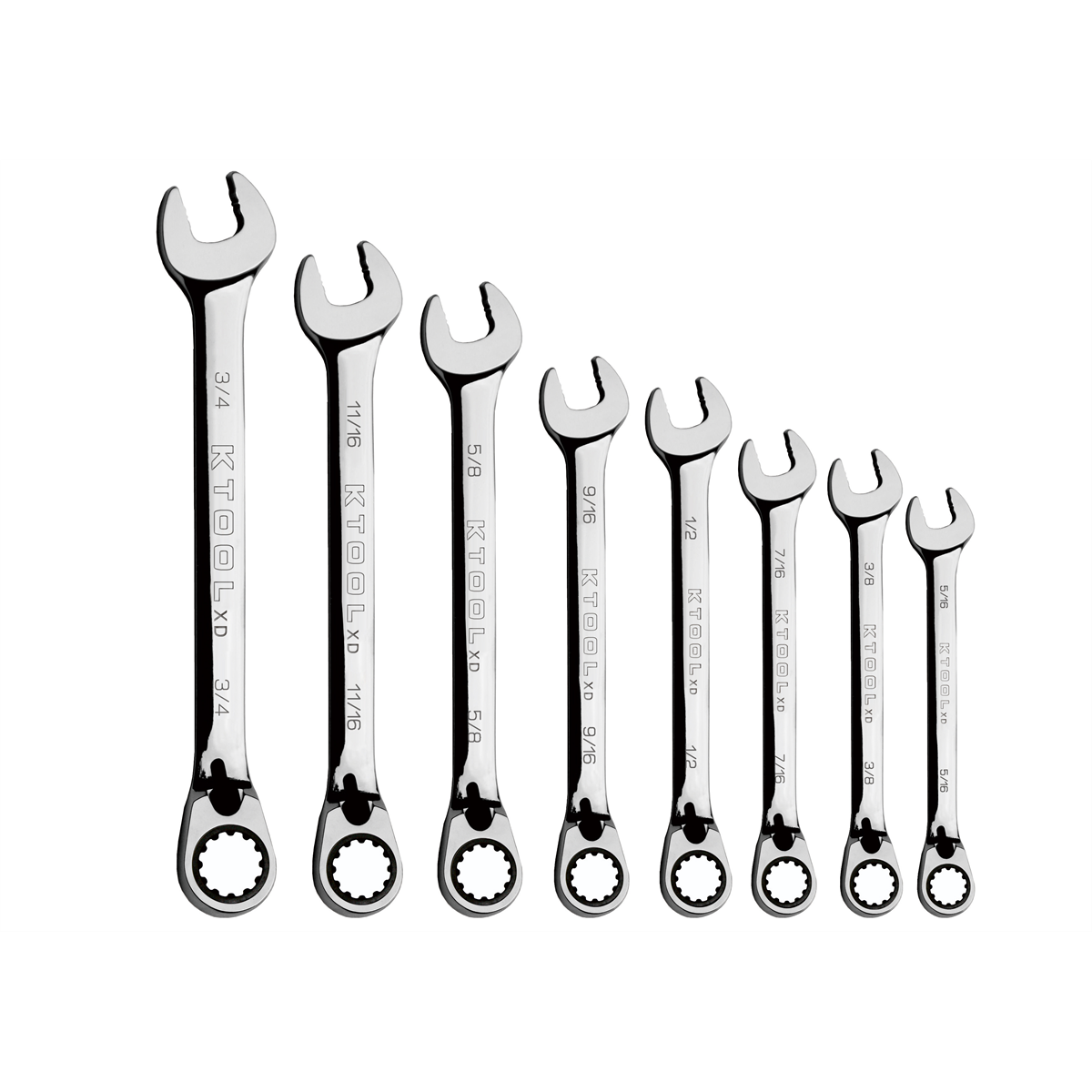 K Tool International Wrench Set 8 Piece SAE 120 Tooth Reversible Combination 5/16-3/4 Inch P/N PF4UKZ?8?SAE - B2B Diesel & Gas Service