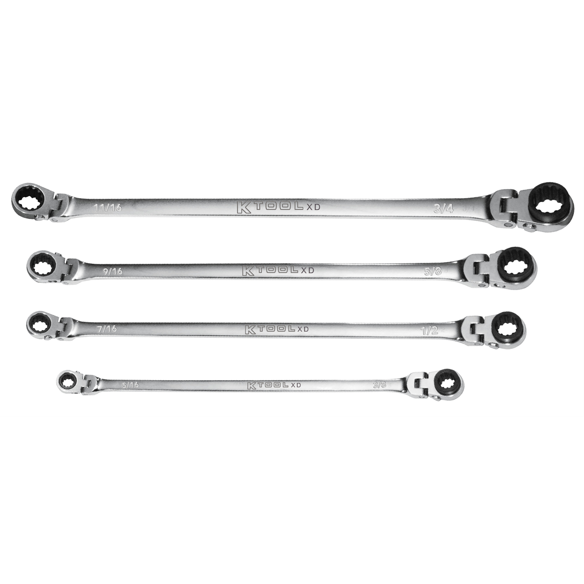 K Tool International Wrench Set 4 Piece Ratcheting Double Flex SAE 120 Tooth P/N 130252000383 - B2B Diesel & Gas Service