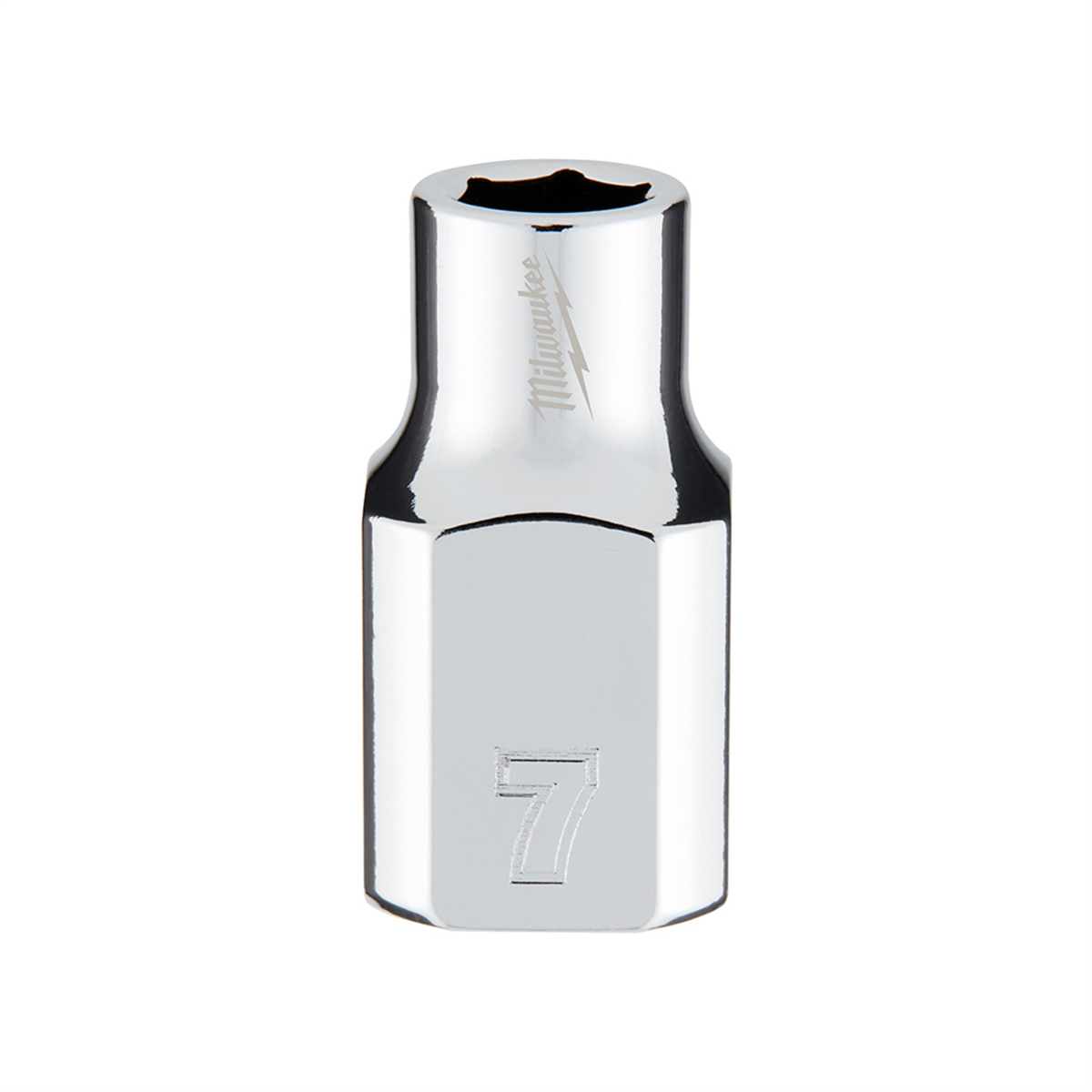 Milwaukee Tool 3/8" Drive 7mm Metric 6-Point Socket with FOUR FLAT Sides, Vanadium Steel, Chrome
