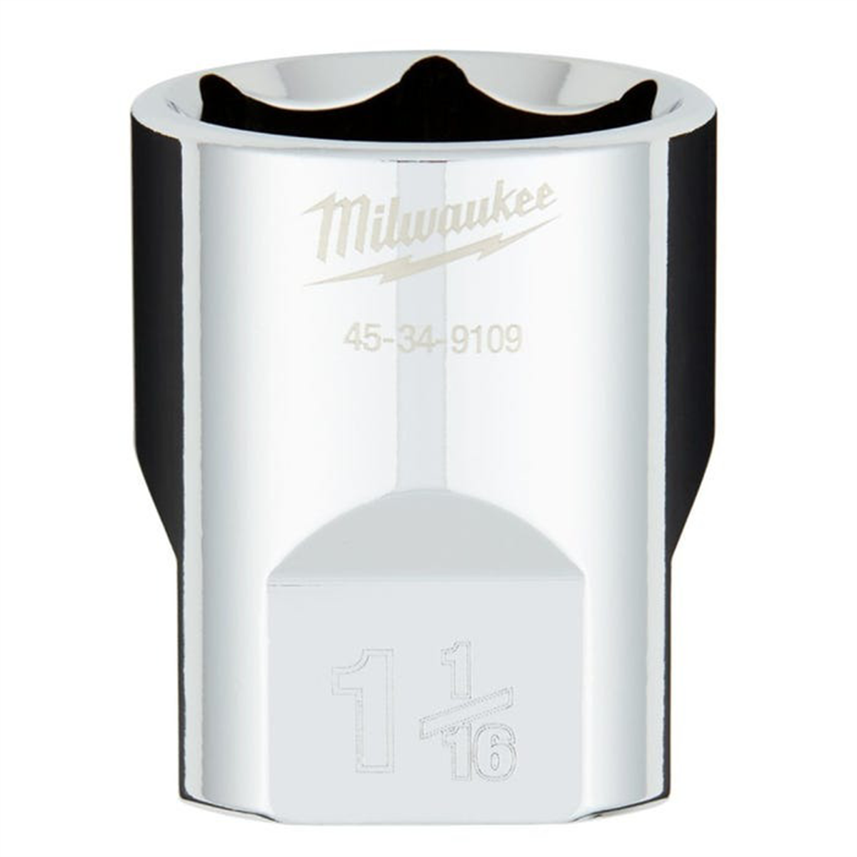 Milwaukee Tool 1/2" Drive 1-1/16" SAE 6-Point Socket with FOUR FLAT Sides, Vanadium Steel, Chrome
