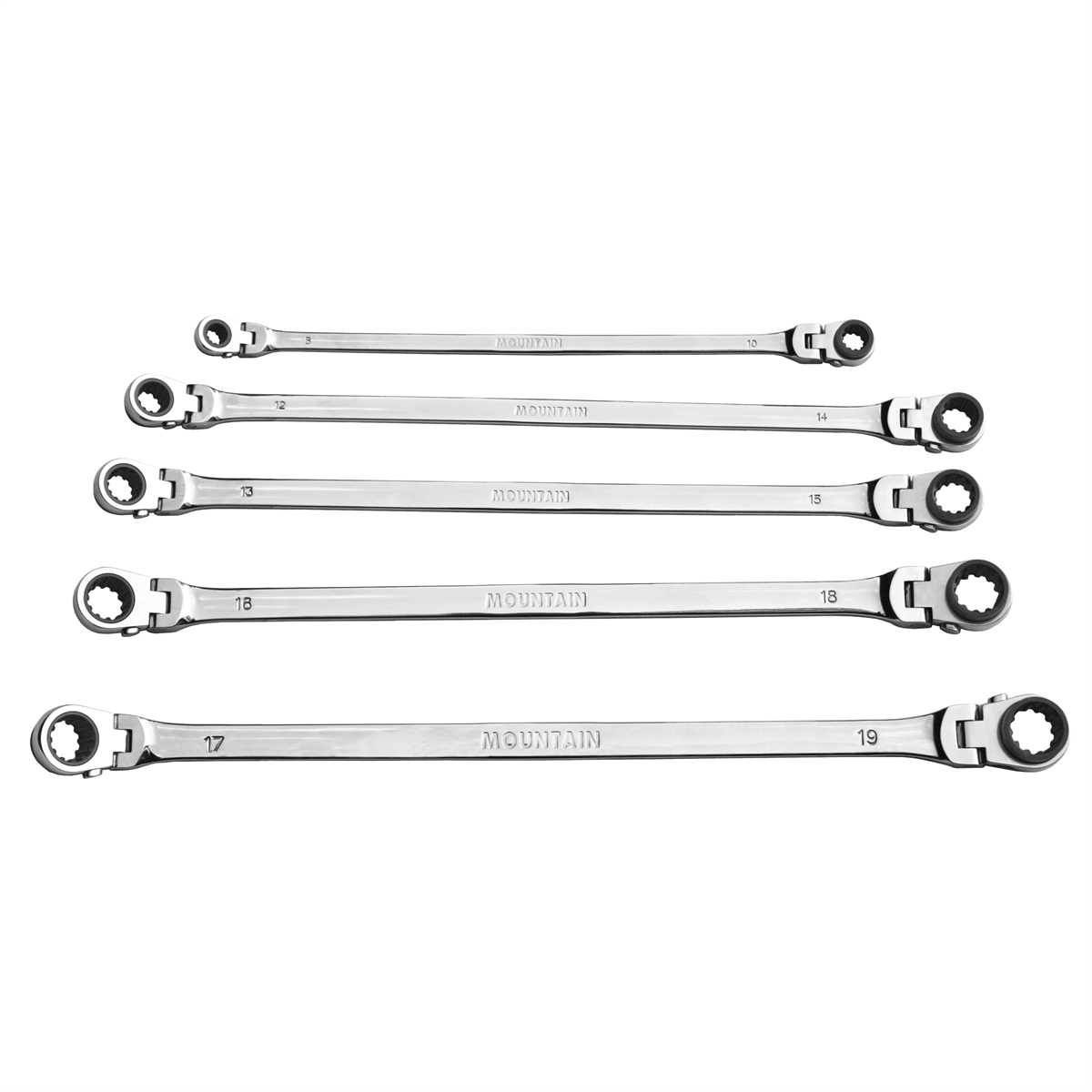 Mountain Ratcheting Wrench Set 5 Piece Metric Double Box Universal Spline Reversible 90 Tooth Long Flexible EX-PFFGBXZ-5PC - B2B Diesel & Gas Service