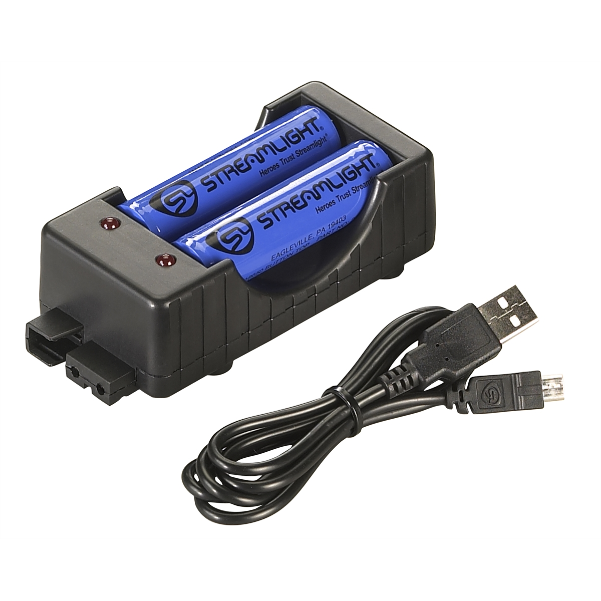 Streamlight Li-Ion Battery Pack Charger Kit with two SL-B26 USB battery packs, USB cord - B2B Diesel & Gas Service