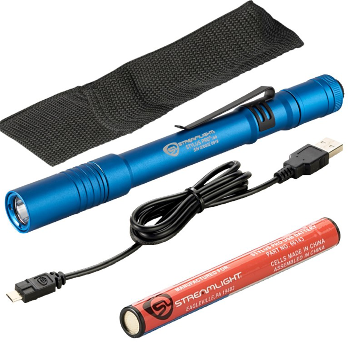 Streamlight Stylus Pro USB LED 350 Lumen Penlight with USB Charge Cord - Blue - B2B Diesel & Gas Service