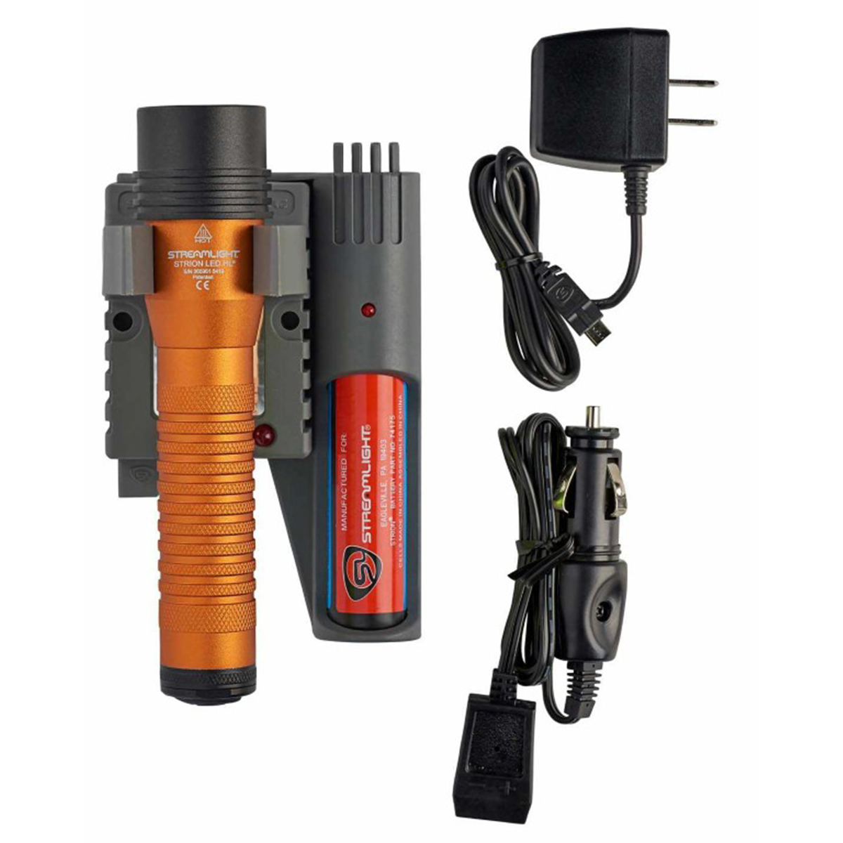 Streamlight Strion LED HL Rechargeable Flashlight 120V/100V/12V DC PiggyBack - Color Orange - B2B Diesel & Gas Service