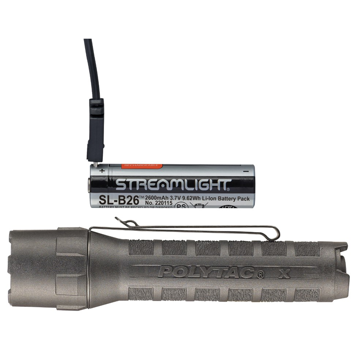 Streamlight 600 Lumen PolyTac X USB Flashlight - Includes SL-B26 battery pack - Box - Black - B2B Diesel & Gas Service
