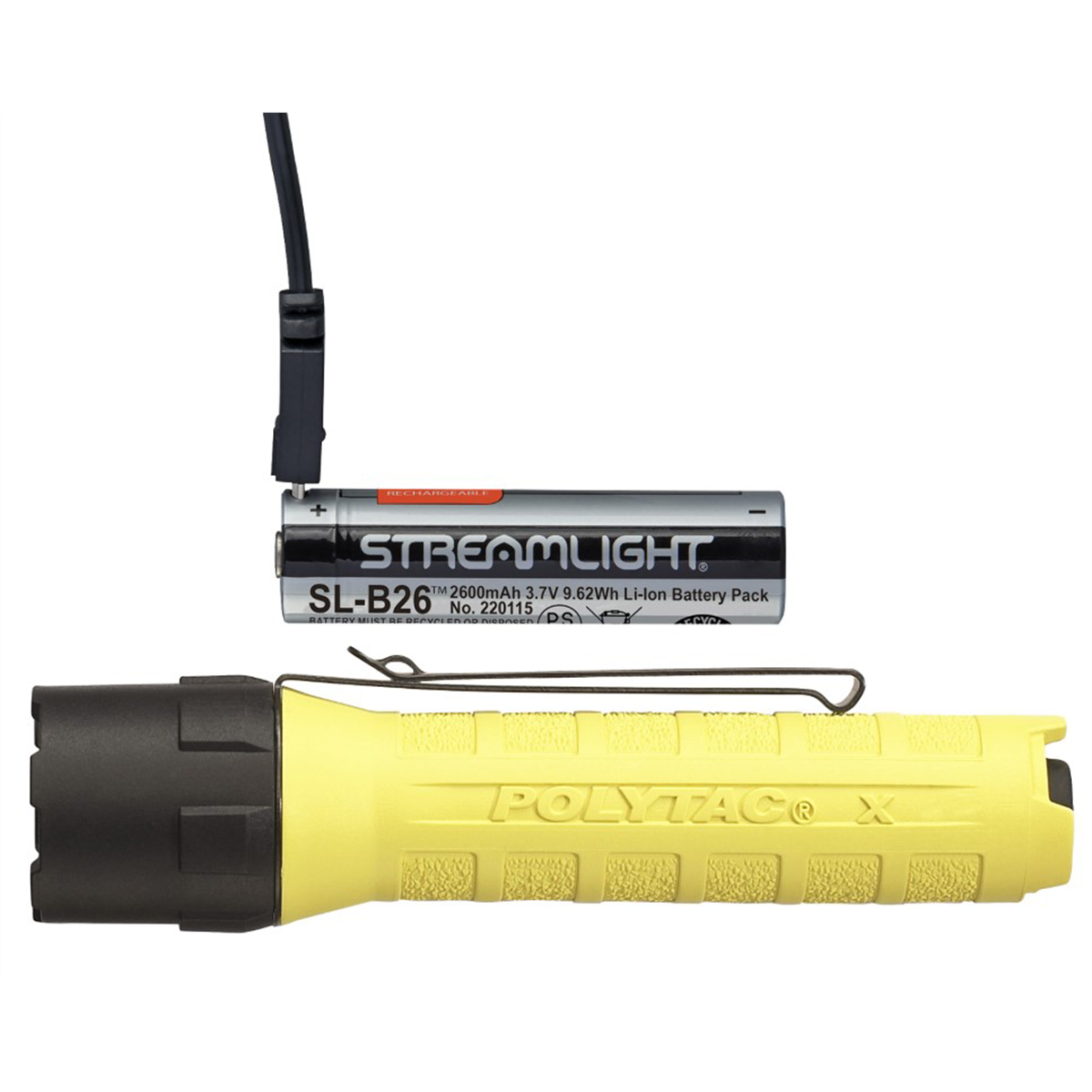 Streamlight 600 Lumen PolyTac X USB Flashlight - Includes SL-B26 battery pack - Box - Yellow - B2B Diesel & Gas Service