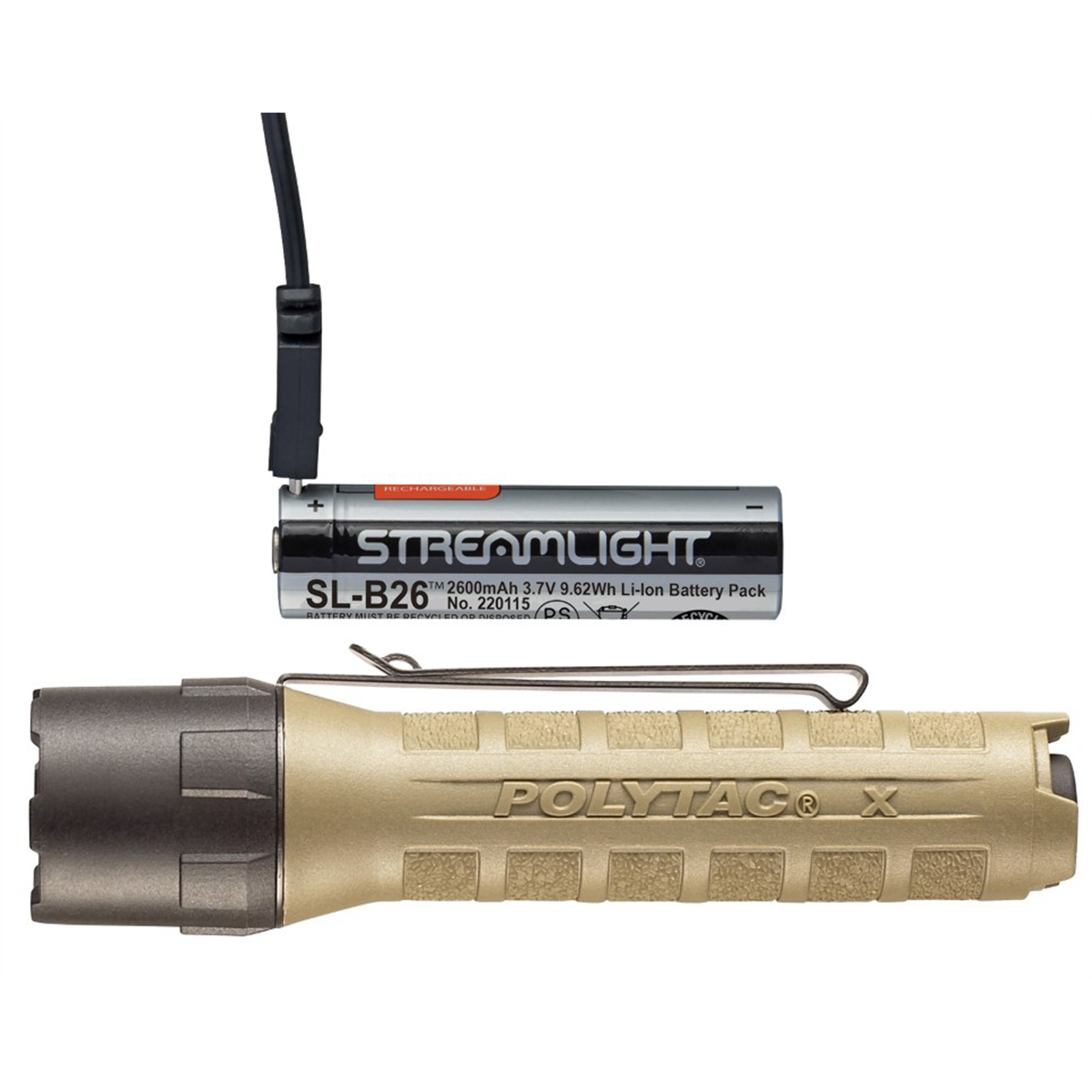 Streamlight 600 Lumen PolyTac X USB Flashlight - Includes SL-B26 battery pack - Box - Coyote - B2B Diesel & Gas Service
