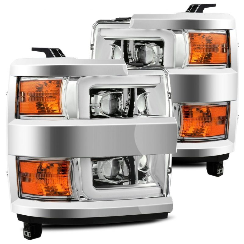 AlphaRex 15-19 Chevy Silverado 2500HD PRO-Series Headlight Plank Chrome w/Activ Light/Seq Signal/DRL - B2B Diesel & Gas Service