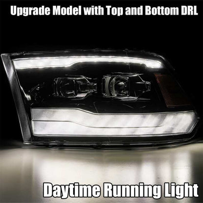AlphaRex 09-18 Dodge Ram 1500HD PRO-Series Projector Headlights Plank Style Black w/Seq Signal/DRL - B2B Diesel & Gas Service