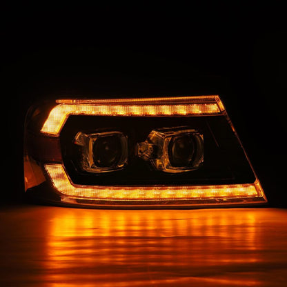 AlphaRex 04-08 Ford F150 PRO-Series Projector Headlights Alpha-Black w/ Sequential Signal and DRL - B2B Diesel & Gas Service