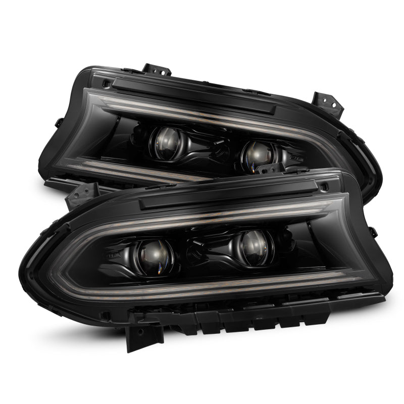 AlphaRex 15-23 Dodge Charger LUXX LED Proj Headlights Alpha-Black w/Actv Light & Seq.Sig / SB DRL - B2B Diesel & Gas Service