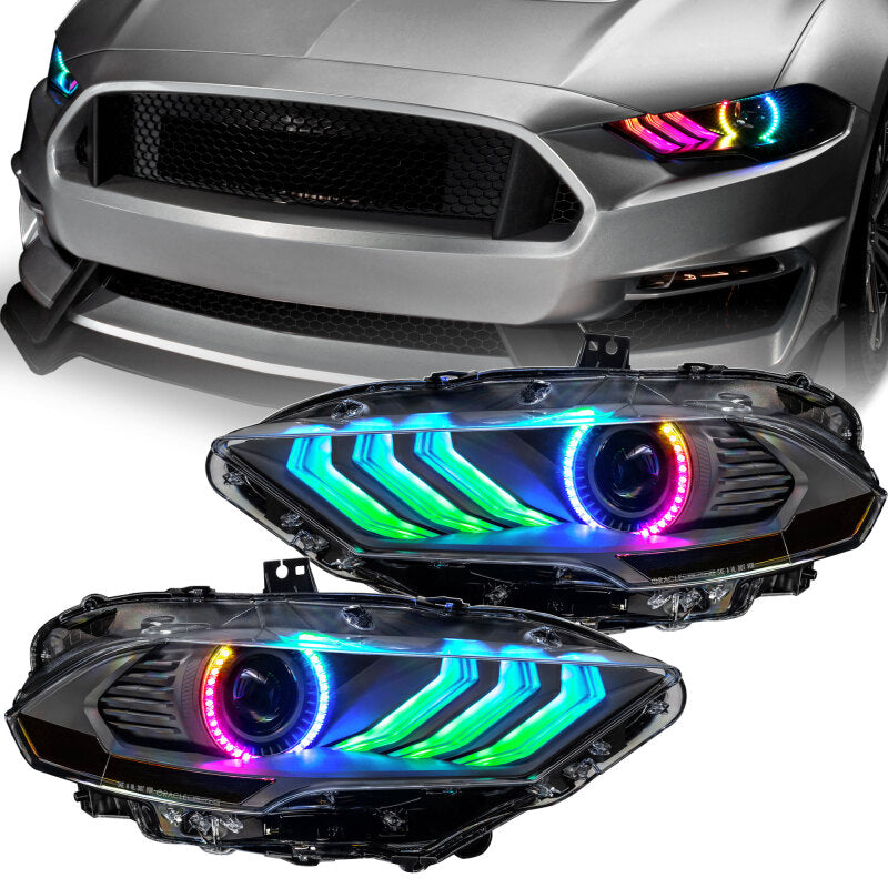 Oracle Lighting 18-23 Ford Mustang Dynamic ColorSHIFT LED Headlights - Black Series - B2B Diesel & Gas Service