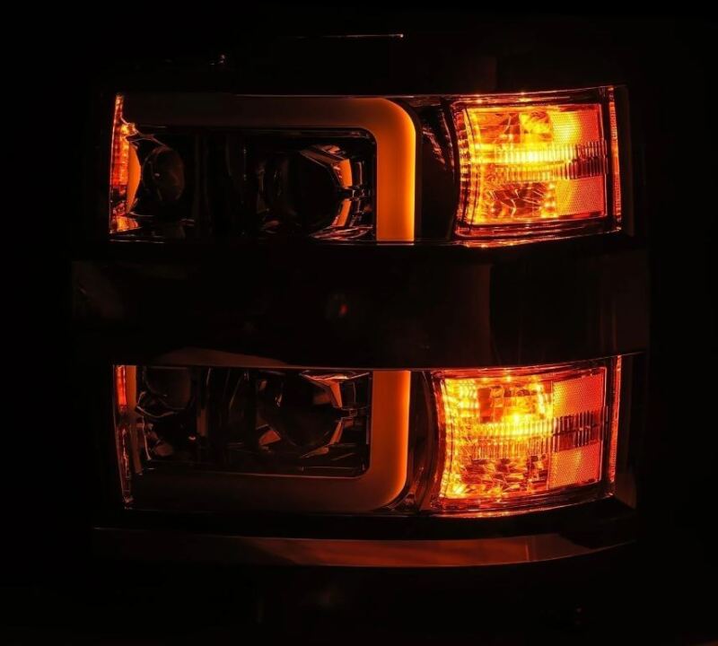 AlphaRex 15-19 Chevy Silverado 2500/3500 LUXX-Series Proj. Headlights Blk w/Actv SeqSig & SBDRL - B2B Diesel & Gas Service