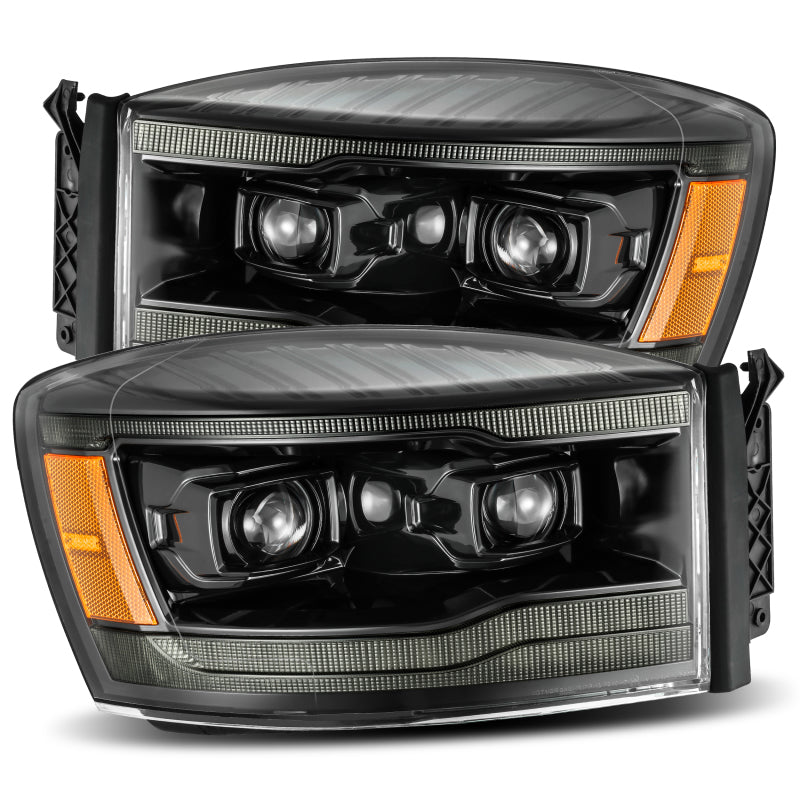 AlphaRex 06-08 Dodge Ram 1500HD PRO-Series Proj Headlights Plank Style Alpha Black w/Seq Signal/DRL - B2B Diesel & Gas Service