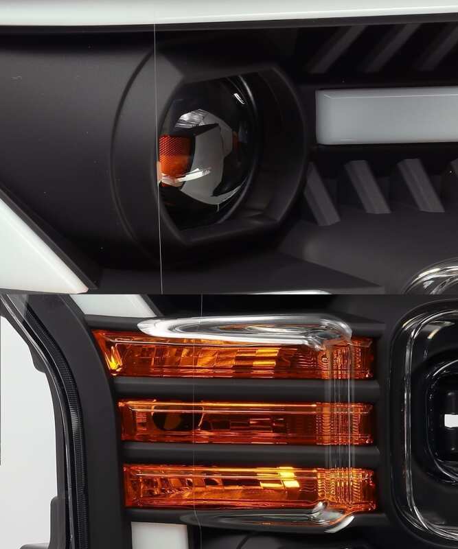 AlphaRex 15-17 Ford F-150 LUXX LED Projector Headlights Plank Style Black w/Activ Light/DRL - B2B Diesel & Gas Service