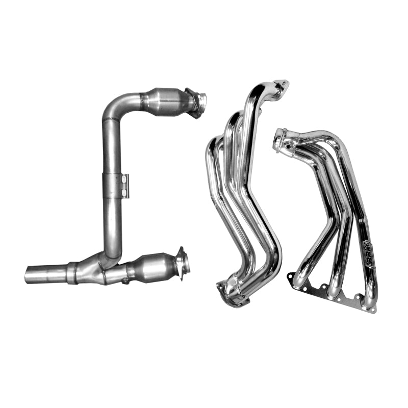 BBK 07-11 Jeep 3.8 V6 Long Tube Exhaust Headers And Y Pipe And Converters - 1-5/8 Silver Ceramic - B2B Diesel & Gas Service
