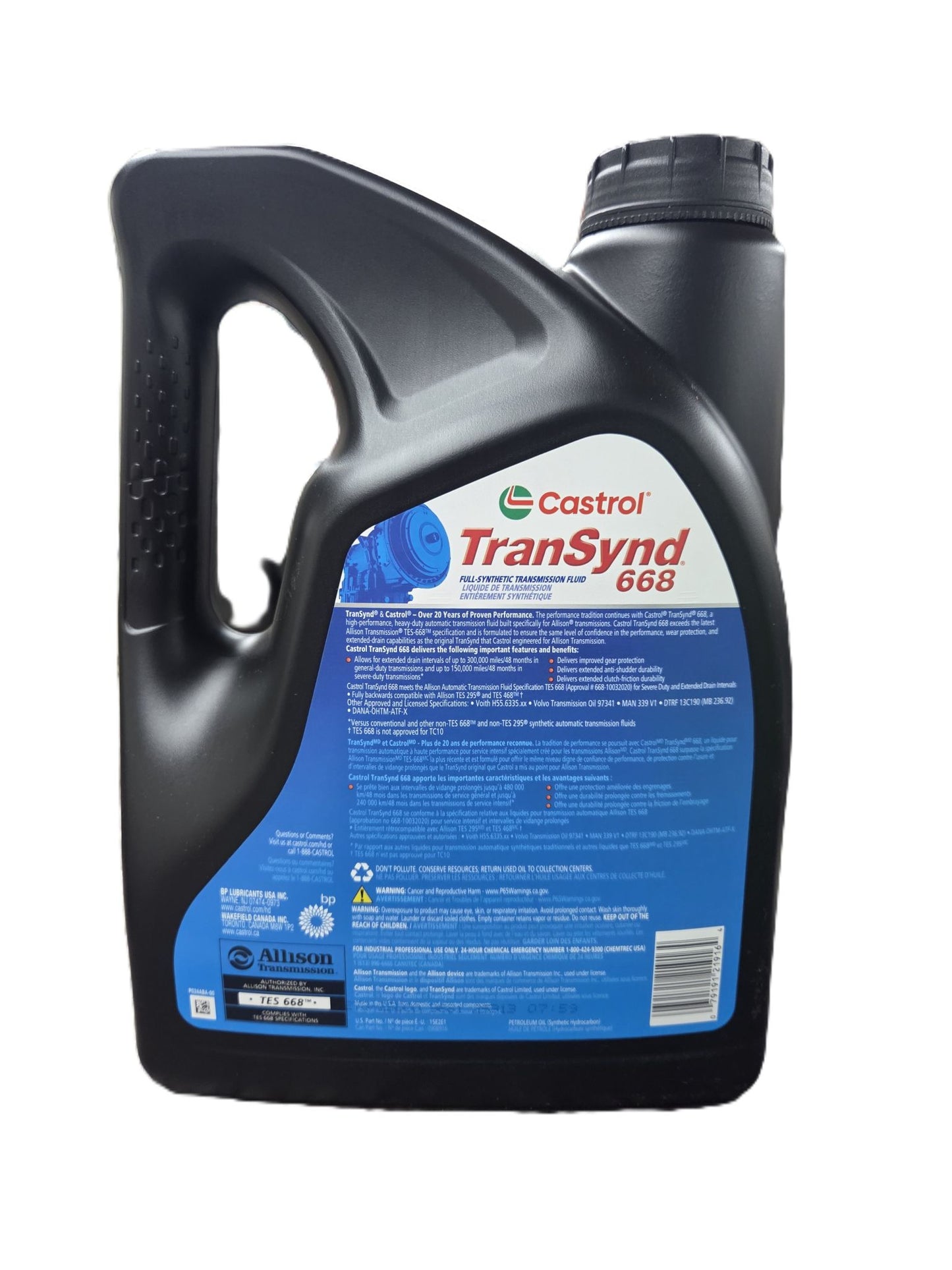 Castrol Transynd 668 oil container on a white background