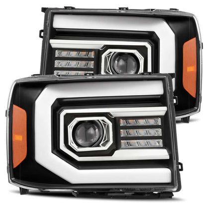 AlphaRex 07-13 GMC 1500HD PRO-Series Proj Headlights Plank Style Matte Blk w/Activ Light/Seq Signal - B2B Diesel & Gas Service