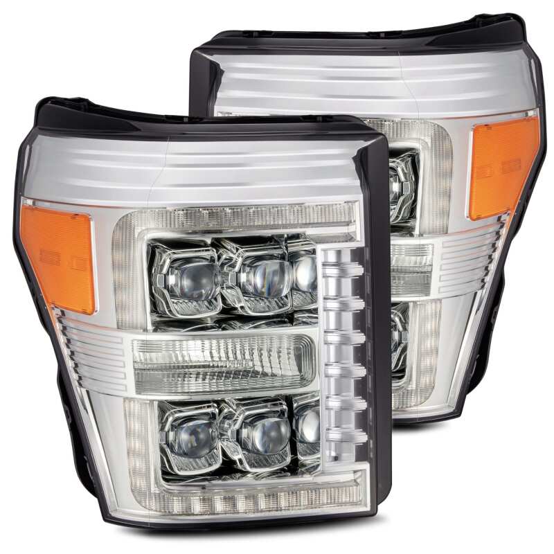 AlphaRex 11-16 Ford F-350 SD NOVA LED Proj Headlights Plank Style Chrm w/Activ Light/Seq Signal - B2B Diesel & Gas Service