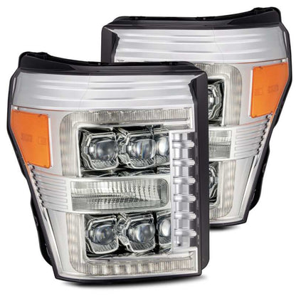 AlphaRex 11-16 Ford F-350 SD NOVA LED Proj Headlights Plank Style Chrm w/Activ Light/Seq Signal - B2B Diesel & Gas Service