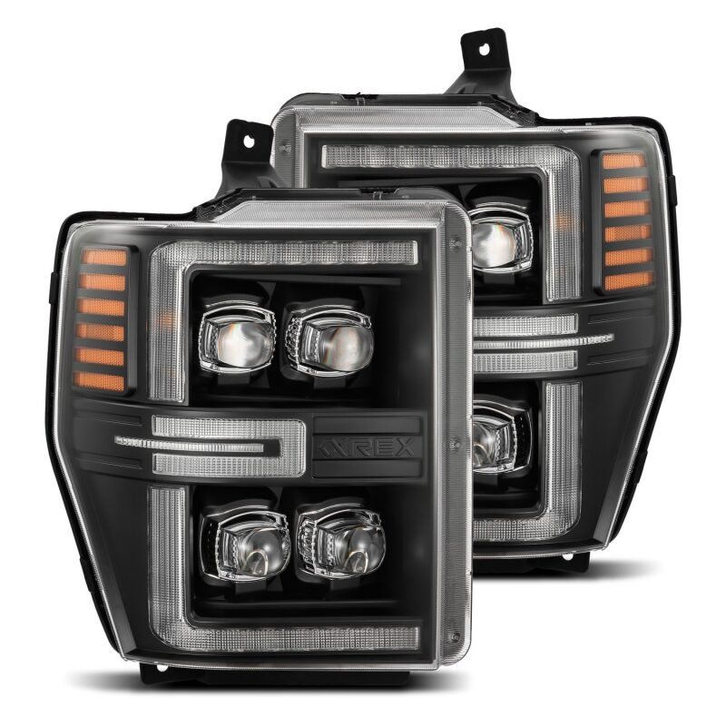 AlphaRex 08-10 Ford F250-550 NOVA-Series LED Projector Headlights Black w/Activ Light/Seq Signal - B2B Diesel & Gas Service