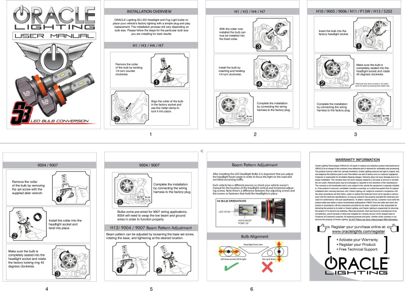Oracle H7 - S3 LED Headlight Bulb Conversion Kit - 6000K - B2B Diesel & Gas Service