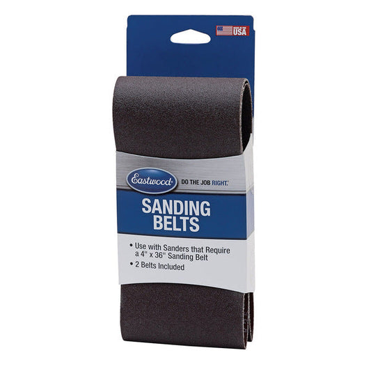 Eastwood 4x36 Inch Aluminum Oxide Cloth Backed Sanding Belts - 2 Pack - 120 Grit 