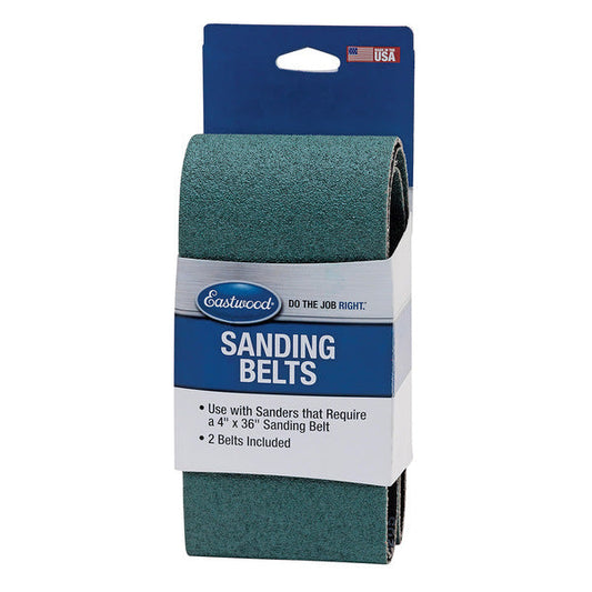 Eastwood 4x36 Inch Zirconia Cloth Backed Sanding Belts - 2 Pack - 60 Grit 