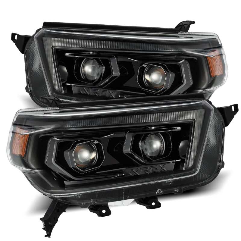 AlphaRex 10-13 Toyota 4Runner PRO-Series Proj Headlights Plank Style Alpha Blk w/Seq Signal/DRL - B2B Diesel & Gas Service