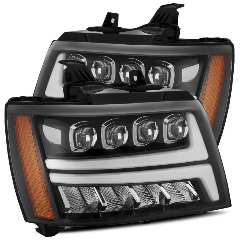 AlphaRex 07-13 Chevy Avalanche NOVA LED Proj Headlights Plank Style Gloss Black w/Activ Light/DRL - B2B Diesel & Gas Service