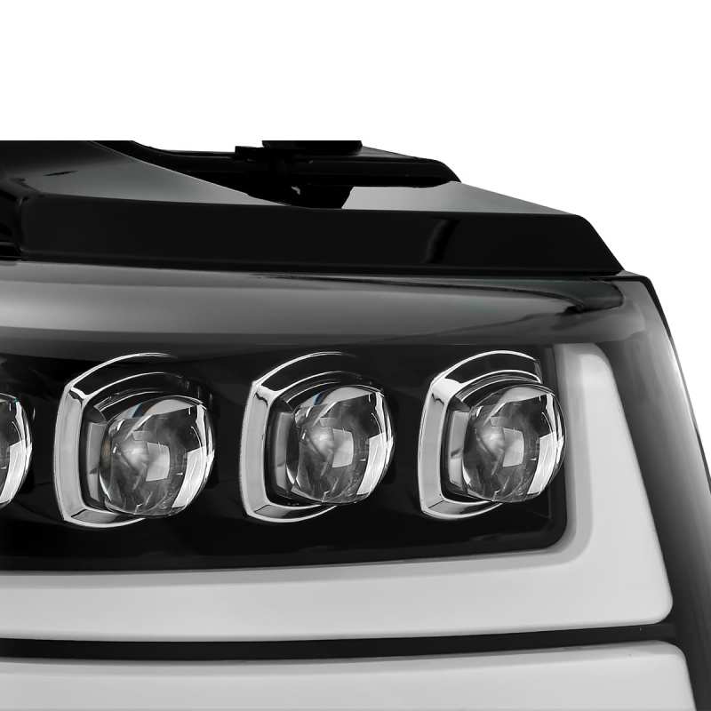 AlphaRex 07-13 Chevy Avalanche NOVA LED Proj Headlights Plank Style Gloss Black w/Activ Light/DRL - B2B Diesel & Gas Service