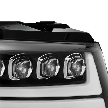 AlphaRex 07-13 Chevy Avalanche NOVA LED Proj Headlights Plank Style Gloss Black w/Activ Light/DRL - B2B Diesel & Gas Service
