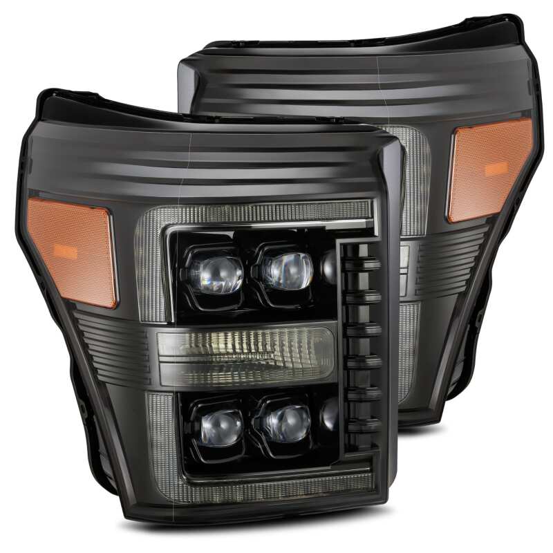 AlphaRex 11-16 Ford F-350 SD NOVA LED Proj Headlights Plank Style Alpha Blk w/Activ Light/Seq Signal - B2B Diesel & Gas Service