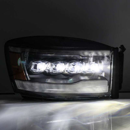 AlphaRex 06-08 Ram 1500HD NOVA LED Proj Headlights Plank Style Alpha Blk w/Seq Signal/DRL/Amber LED - B2B Diesel & Gas Service