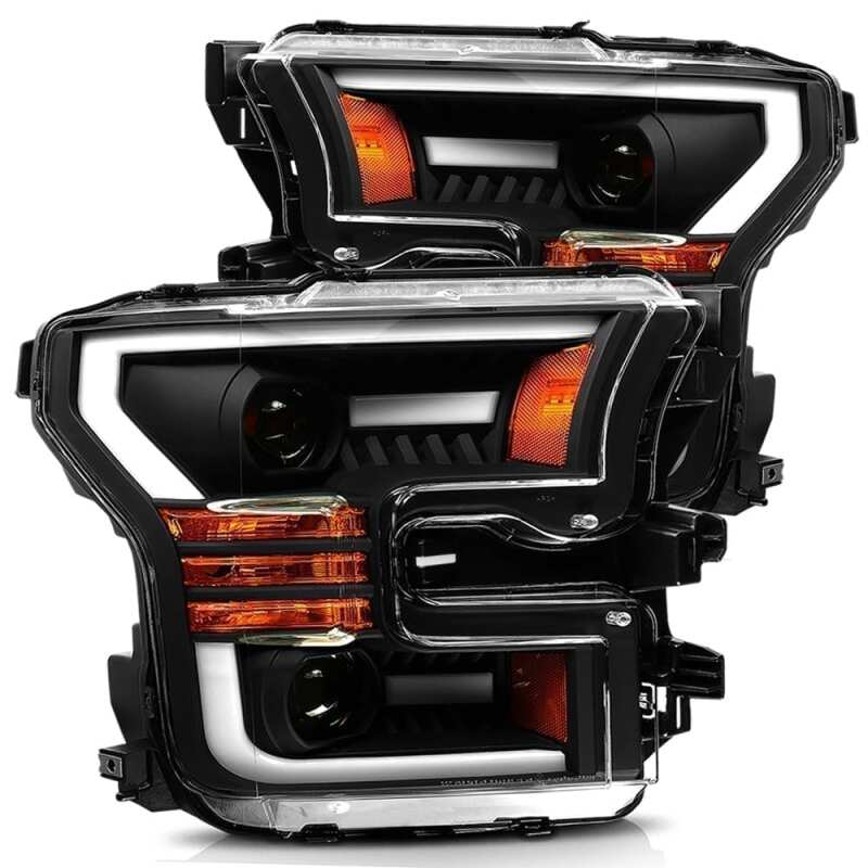 AlphaRex 15-17 Ford F-150 LUXX LED Projector Headlights Plank Style Black w/Activ Light/DRL - B2B Diesel & Gas Service