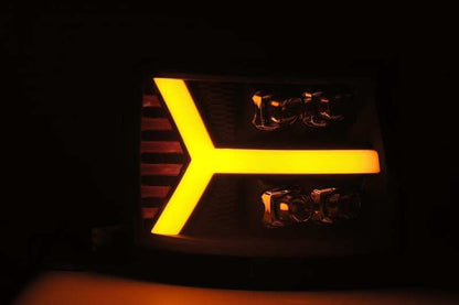 AlphaRex 07-13 Chevy 1500HD(NewBody) NOVA LED Proj Headlight Plank Sty Glos Blk w/Activ Lite/Seq Sig - B2B Diesel & Gas Service