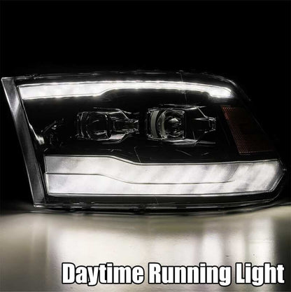 AlphaRex 09-18 Dodge Ram 1500 PRO-Series Projector Headlights Plank Style Alpha Blk w/Seq Signal/DRL - B2B Diesel & Gas Service