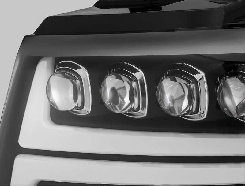 AlphaRex 07-13 Chevy Avalanche NOVA LED Proj Headlights Plank Style Matte Black w/Activ Light/DRL - B2B Diesel & Gas Service