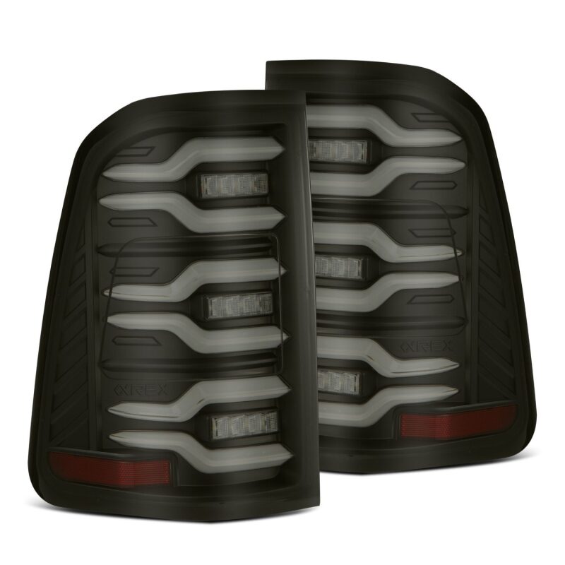 AlphaRex 19-21 Dodge Ram 1500 Luxx-Series LED Tail Lights Black w/Activ Light/Seq Signal - B2B Diesel & Gas Service