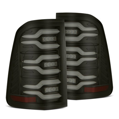 AlphaRex 19-21 Dodge Ram 1500 Luxx-Series LED Tail Lights Black w/Activ Light/Seq Signal - B2B Diesel & Gas Service